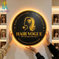 Letrero LED Redondo Personalizado con Halo Luminoso para Barbería y Salón de Belleza, Logotipo Acrílico Impreso en 3D con UV para Decoración de Estudio de Peluquería