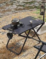 Table de camping pliante portable et étanche avec poteau lumineux, mobilier d'extérieur