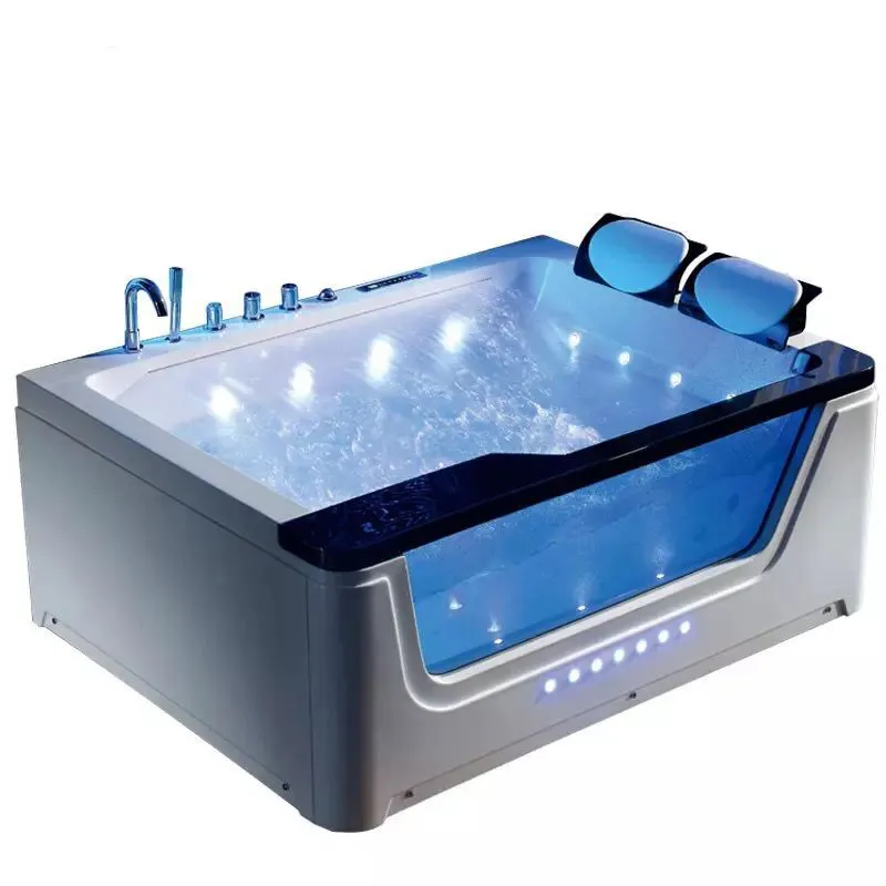 Bồn Tắm Mát Xa Whirlpool Bồn Tắm Acrylic Lớn Khách Sạn LED Máy Bay Phản Lực Massage 2 Người Mặt Váy Tắm Bồn Tắm Nóng Ngoài Trời