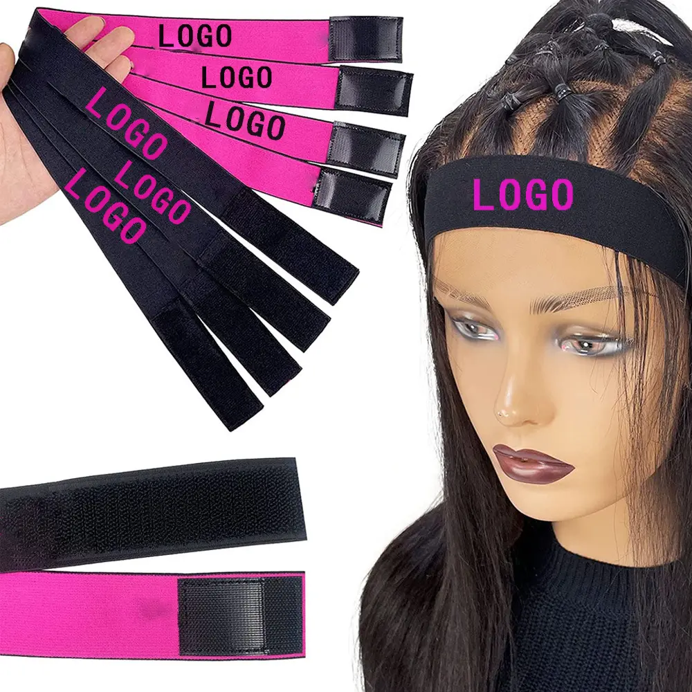 LB0R rose red high quality custom logo Melt Band Edge Slayer Frontal Head Wraps Lace Hair elastic band for wigs