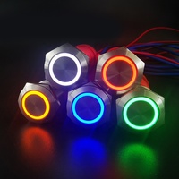 Interrupteur à bouton-poussoir métallique 1NO en acier inoxydable 304, étanche IP67, anneau lumineux, courant élevé 10A 15A 20A, 19mm