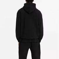 Sudadera con Capucha de Algodón Negra para Hombre, Gruesa, OEM, ODM, Personalizada con DTG, 380 g/m², Sudadera de Forro Polar, Estilo Holgado, Lisa, D33