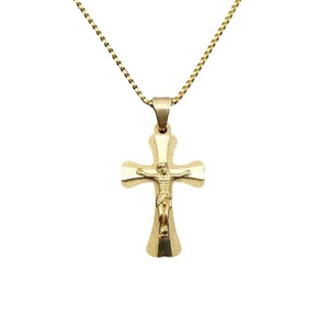 yunnique Stainless Steel <b>Cross</b> Pendant Necklace Gold Plated Unisex Fashion Jewelry 3mm <b>Chain</b> 60cm - Product Image 5