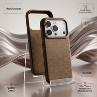 Étui de téléphone en cuir PU monogramme premium - Cadre de caméra surélevé, boutons métalliques antichoc, protection complète pour iPhone 15 18 Pro