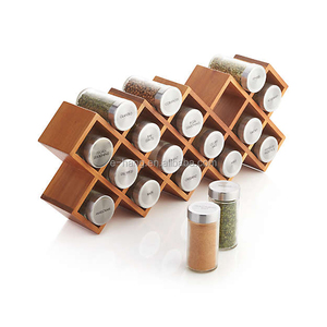 Étagère à épices en bois d'acacia de 18 pots, meuble de cuisine, présentoir, organisateur en bambou - Product Image 1