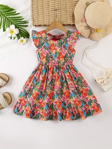 Vestido Estampado para Niñas, Verano 2026, Estilo Princesa con Lazo, Falda Moderna, Estilo Vacaciones en la Playa - Product Image 4