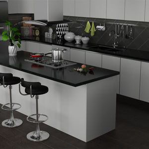 Paquet <span class=keywords><strong>plat</strong></span> de Chine Los Angeles panneau de <span class=keywords><strong>PVC</strong></span> MDF stratifié Hdf brillant haut de gamme acrylique <span class=keywords><strong>blanc</strong></span> armoire de cuisine au design moderne avec îlot - Product Image 2