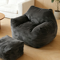 Fauteuil pouf en velours côtelé au design moderne, simple et double, avec rembourrage en éponge, canapé paresseux compressible en boîte