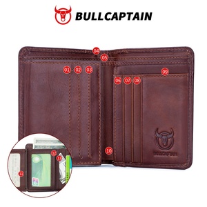 BULLCAPTAIN New Vintage Genuine Leather Men <b>Wallet</b> Cowhide RFID Short Billfold Coins Purse Business Bank ID Credit Card <b>Holder</b> - Product Image 5