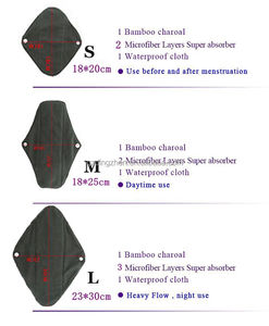 Serviettes Hygiéniques Lavables et Réutilisables Écologiques en <span class=keywords><strong>Charbon</strong></span> <span class=keywords><strong>de</strong></span> <span class=keywords><strong>Bambou</strong></span>, Protège-Slips Menstruels en Tissu, Vente en Gros - Product Image 5