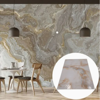 Décoration intérieure, feuille de marbre en PVC 3D imperméable à revêtement brillant UV, panneau en cristal de carbone, feuille de plastique en bambou et charbon de bois WPC