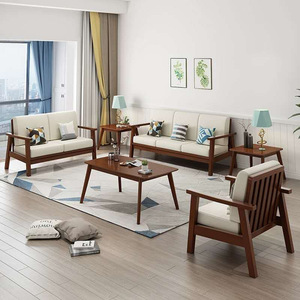 Modern Minimalist Fabric Sofa Set U Shape Natural Wood Color Foam Filling Nordic Style Living Room Furniture - Product Image 3