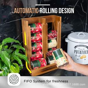 Estante de Almacenamiento de Madera de Varias Capas, Estante Rectangular de 4 Niveles, Organizador de Alimentos para Cocina, Color Retro, Madera Maciza - Product Image 2