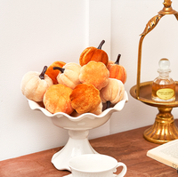 Sortierte Herbst-Baumwollstoff Mini 3D Plüsch-Kürbisse Künstliche Ornamente Thanksgiving Halloween Heim Tisch Kamin Erntedeko