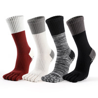 Chaussettes de yoga à cinq doigts pour femmes, 100 % coton, respirantes, colorées, antidérapantes avec grip en silicone, pour Pilates et Barre, vente en gros personnalisée