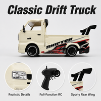 Camion RC Drift à l'échelle 1/10, télécommande 2.4G, mini-camion Kei RTR avec aileron, chargeur métallique, cadeau pour adolescents et adultes