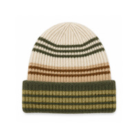 Bonnet tricoté à rayures pour femme, style rétro, blocs de couleur, bonnet d'hiver épais et doux, tricoté côtelé, chaud, pour usage quotidien décontracté