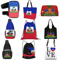 Produits de la série Drapeau haïtien : Drapeau de table, foulard, chapeau, porte-clés, collier, drapeau de voiture, cordon, chaussettes, t-shirts, collier pour cadeau