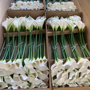 Yüksek Kaliteli El Yapımı PU Yapay Büyük Calla Zambakları Gerçek Dokunuşlu Beyaz Mor Çiçekler Düğün Ev Partisi Dekorasyonu İçin - Product Image 6