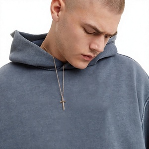 <b>Men's</b> Oversized Washed Hoodie Solid Color Pocket Hooded Sweatshirt Regular Fit French Terry Cotton Streetwear Autumn Casual - Product Image 6