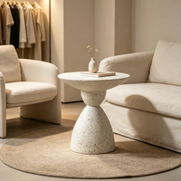 Table basse contemporaine durable en crème, meuble TV d'hôtel, petite table d'appoint, plateau en marbre d'oxyde de magnésium, mobilier de maison, utilisation en café