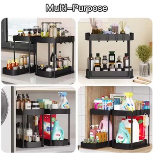 Organizzatore <span class=keywords><strong>Estraibile</strong></span> a 2 Livelli Curvo per <span class=keywords><strong>Cucina</strong></span> e Bagno, Scaffale da Scrivania Multi-Livello con Ripiano Sopra il Lavello - Product Image 4