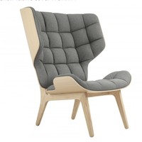 Fauteuil à oreilles de mamouth YAAI YAF-095 en bois cintré et rembourré en cachemire - Design contemporain pour salon et usage extérieur