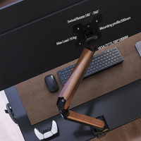 Bras de moniteur robuste de couleur marron pour écrans de 10 à 32 pouces, bras de moniteur réglable à ressort à gaz unique, support de moniteur debout VESA 75*75,100*100MM