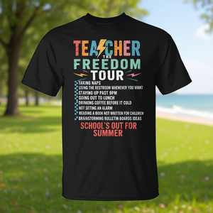 Camiseta Teacher The Freedom Tour, diseño divertido para las vacaciones de verano, color negro, unisex, talla para adultos - Product Image 3