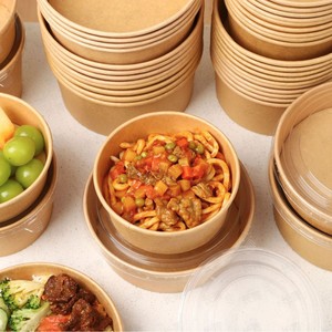 Tùy chỉnh in dùng một lần thân thiện với môi Sushi & salad Vòng Kraft Giấy hộp đựng thức ăn với từ đóng cửa và nắp - Product Image 2