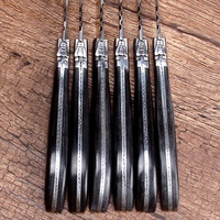 Ensemble promotionnel de 6 couteaux à steak Laguiole avec manche en bois Pakka, lame en métal de haute qualité à bord tranchant, dans un coffret cadeau en MDF pour articles cadeaux