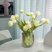 Bouquet de 3 tulipes artificielles en caoutchouc souple, fleurs au toucher réel, pour mariage, maison, vase, décoration d'hôtel
