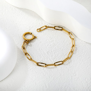 Pulsera de Cadena de Acero Inoxidable Chapada en Oro Estilo Europeo Americano, Eslabones Geométricos, Joyería Unisex - Product Image 1