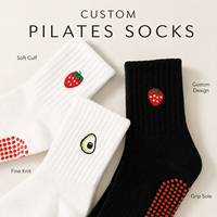 Chaussettes de Pilates confortables toute la journée, mignonnes, antidérapantes, personnalisées avec broderie, durables, chaussettes de Pilates mi-mollet