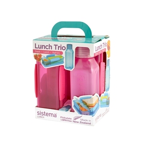 Ensemble repas rose Sistema Lunch Trio : collation, déjeuner, hydratation, repas pour enfants, fabriqué en Nouvelle-Zélande - Product Image 1