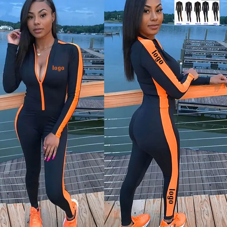 One Piece Long Sleeve Jumpsuit Activewear Skinny Romper Custom Logo Plain Outfits Womens Workout Black Romper Jumpsuits