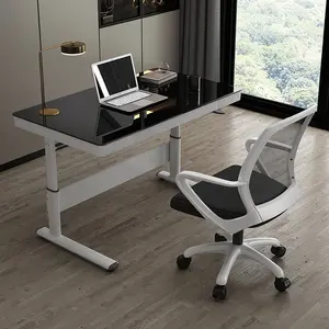 Home use height adjustable lift office desk black desktop standard size