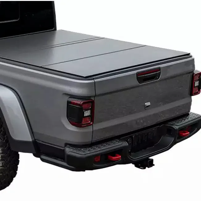 Low Price Professional Customized Aluminum Hard Folding Black No Drilling Tonneau Cover for Toyota Hilux