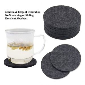 Colorful 10 cm Laser Cut Felt Round and <b>Square</b> Glass Coasters With Holder Shaped Felt <b>Placemats</b> for Wholesale Use - Product Image 5