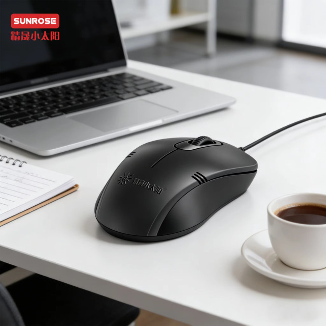 Sunrose 2383 Left-Handed/Right-Handed 3-Button USB Wired Mini Optical Mouse with Ergonomic Design in Stock for Desktop/Laptop