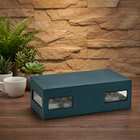 Coffret Cadeau de Luxe Écologique pour Service à Thé avec Fenêtre Double Face et Emballage Personnalisé en Carton Rigide Gris pour Cadeaux de Thé Haut de Gamme