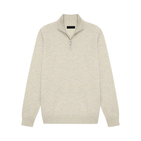 Decheng – sweat-shirt à capuche épais de qualité supérieure pour homme, pull Beige à fermeture éclair, pull en cachemire, 1/4