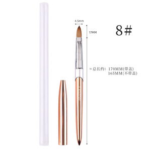 # Pinceau à ongles en acrylique 8 Pure Kolinsky, poils ronds, manche en métal, pinceau à poudre 3D pour nail art - Product Image 1