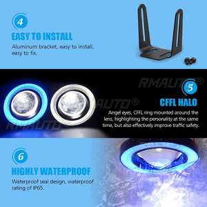 2 pièces, 3,5 pouces, 12V, phare antibrouillard universel COB LED, feux de jour Angel Eyes, phare antibrouillard 30W, blanc, jaune, bleu - Product Image 5