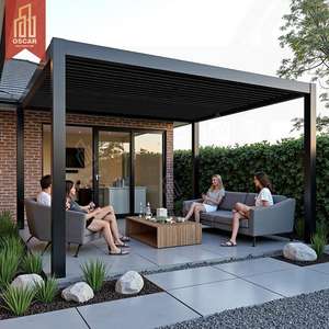 Um tahan air Louvered luar ruangan dapat ditarik naungan sistem drainase teras taman halaman belakang pesta taman acara luar ruangan Pergola - Product Image 3