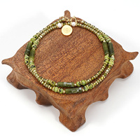 Collier en pierre de jade vert naturel pour femmes et hommes, bijoux en pierre d'agate verte, cristal énergétique de guérison, collier ras du cou perlé, vente en gros