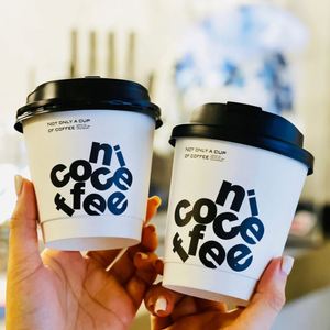 <b>Disposable</b> Custom logo 8/10/12/14/16/24oz Double Wall Paper Coffee <b>Cup</b> Hot Cold Drinks White Paper <b>Cups</b> With Lids - Product Image 1