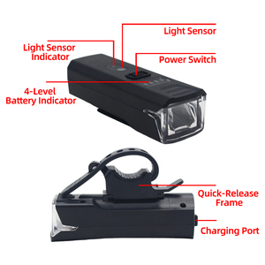 Phare de vélo intelligent à capteur de lumière, induction automatique, LED, éclairage de nuit pour vélo, lampe avant étanche en PC ABS - Product Image 2