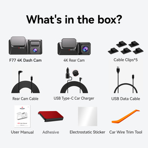 Redtiger đại lý F77 tầm nhìn ban đêm màn hình cảm ứng kép 4k Mini Dash Camera phía trước và phía sau với wifi gps xe hộp đen - Product Image 2