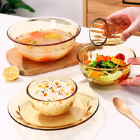 Bol en verre ambré résistant à la chaleur et compatible micro-ondes, design moderne et simple, pour œufs à la vapeur, salade de fruits, service à la maison et en cuisine